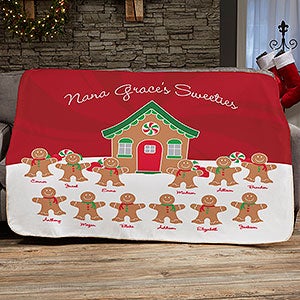 Gingerbread Family Personalized 50x60 Sherpa Blanket - 21538-S