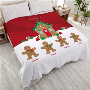Gingerbread Family Personalized 90x90 Plush Queen Fleece Blanket - 21538-QU