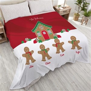 Gingerbread Family Personalized 90x108 Plush King Fleece Blanket - 21538-K