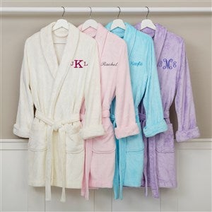 Classic Embroidered Pink Short Fleece Robe