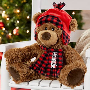 Buffalo Check Personalized Christmas Teddy Bear - 21593