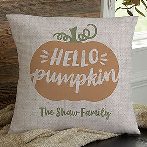 Hello Pumpkin Personalized 18-inch Velvet Throw Pillow - 21634-LV