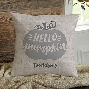 Hello Pumpkin Personalized 14-inch Velvet Throw Pillow - 21634-SV
