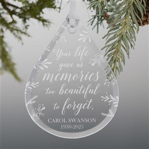 Memorial Teardrop Engraved Glass Ornament - 21666
