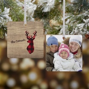 Cozy Cabin Personalized Square Photo Ornament- 2.75" Metal - 2 Sided - 21687-2M