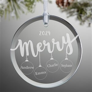 Merry Everything Engraved Glass Family Ornament - 21692