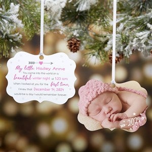 Baby Story Birth Info Photo Ornament - 21696