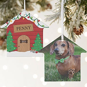 Good Dog! Personalized Dog House Wood Photo Ornament - 21698-2L