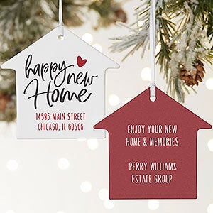 Happy New Home Personalized Wood House Ornament - 2 Sided - 21699-2L
