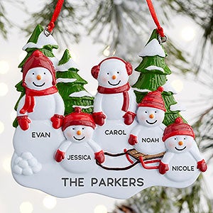 Snowman Family Personalized Ornament- 5 Name - 21701-5
