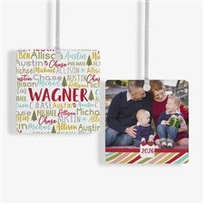 Whimsical Winter Photo Family Personalized Ornament-2.75 Metal - 2 Sided - 21702-2M