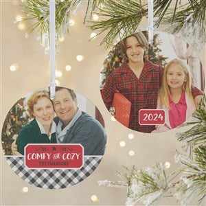 Personalized Buffalo Plaid Photo Christmas Ornament  - 21703-2L