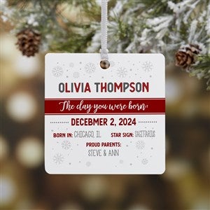 The Day You Were Born Personalized Square Photo Ornament- 2.75" Metal - 1 Sided - 21704-1M