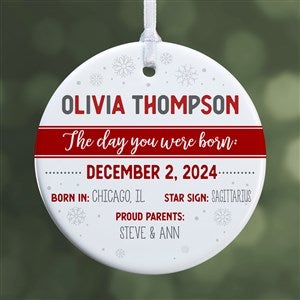 The Day You Were Born Personalized Christmas Ornament - 21704-1S