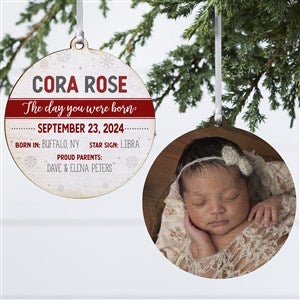 The Day You Were Born Personalized Wood Photo Ornament - 21704-2W