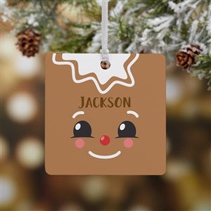 Gingerbread Character Personalized Square Photo Ornament- 2.75