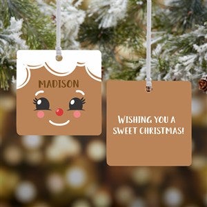 Gingerbread Character Personalized Square Photo Ornament- 2.75" Metal - 2 Sided - 21706-2M