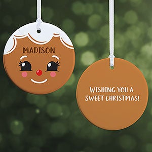 Gingerbread Character Small Custom Christmas Ornament - 21706-2S