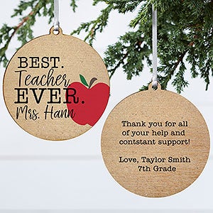 Best Teacher Ever Personalized Teacher Ornament - Wood 2 Sided - 21710-2W