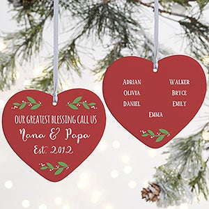 2-Sided Family Established Personalized Heart Ornament - 21719-2L
