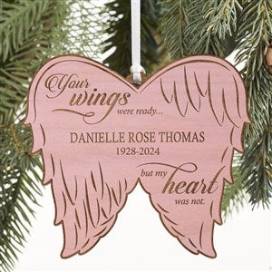 Personalized Angel Wings Memorial Pink Wood Ornament - 21721-P