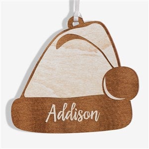 Ho! Ho! Ho! Santa Hat Personalized Whitewash Maple Ornament - 21723-W