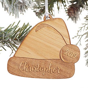 Ho! Ho! Ho! Santa Hat Personalized Wood Ornament - 21723