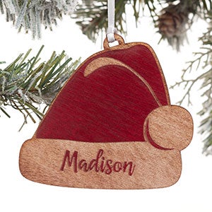 Ho! Ho! Ho! Santa Hat Personalized Red Maple Ornament - 21723-R