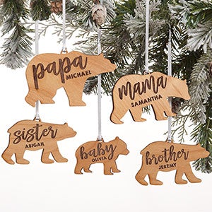 Bear Family Personalized Natural Wood Ornament - 21725