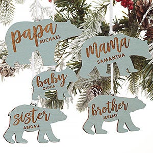 Bear Family Personalized Blue Stain Wood Ornament - 21725-B