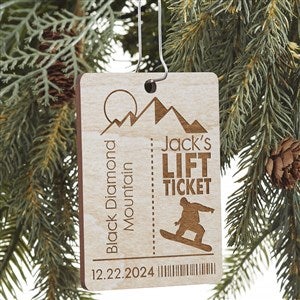 Ski Pass Personalized Whitewash Wood Ornament - 21726-W