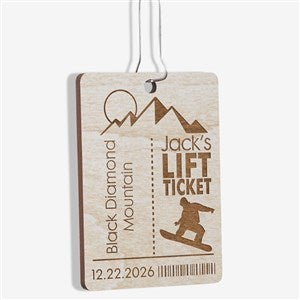 Ski Pass Personalized Whitewash Wood Ornament - 21726-W