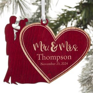 Mr & Mrs Personalized Christmas Red Wood Ornament - 21727-RMR