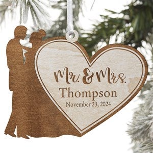 Mr & Mrs Personalized Christmas Whitewash Wood Ornament - 21727-MRW