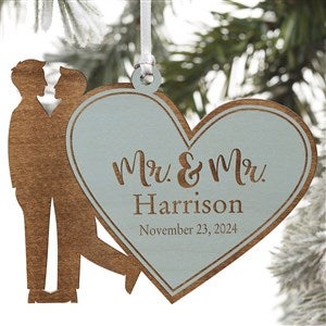 Mr & Mr Personalized Christmas Blue Wood Ornament - 21727-MMB