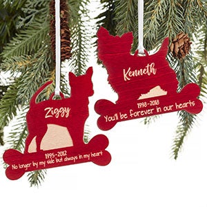 Dog Memorial Personalized Red Wood Ornament - 21728-R