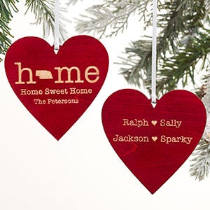 Home State Personalized Red Wood Ornament - 21729-2R