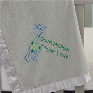 Giraffe Embroidered Grey Baby Blanket - 21736-G