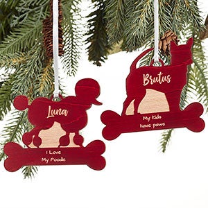 Dog Breed Personalized Red Wood Ornament - 21753-R