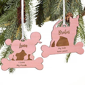 Dog Breed Personalized Pink Wood Ornament - 21753-P