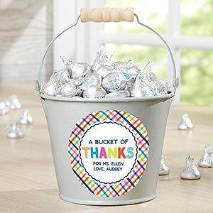 Bucket of Thanks Personalized Silver Mini Metal Bucket - 21760-S