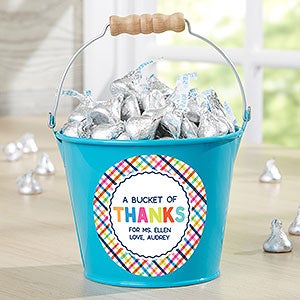 Bucket of Thanks Personalized Mini Metal Bucket- Turquoise - 21760-T