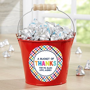 Bucket of Thanks Personalized Red Mini Metal Bucket - 21760-R
