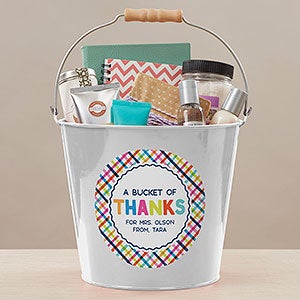 Bucket of Thanks Personalized Large Metal Bucket - White - 21760-L