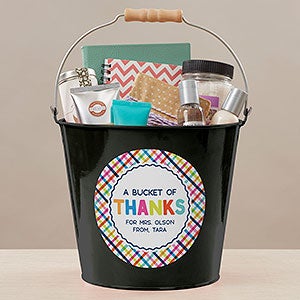 Bucket of Thanks Personalized Large Metal Bucket - Black - 21760-BL