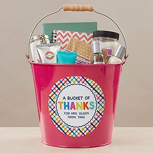 Bucket of Thanks Personalized Large Metal Bucket - Pink - 21760-PL