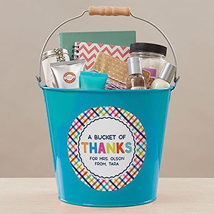 Bucket of Thanks Personalized Large Metal Bucket - Turquoise - 21760-TL