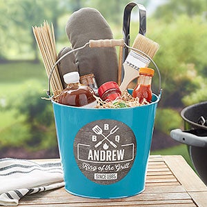 BBQ Time Personalized Turquoise Metal Bucket - 21761-T