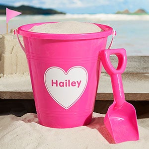 Shapes Personalized Pink Plastic Beach Pail & Shovel - 21762