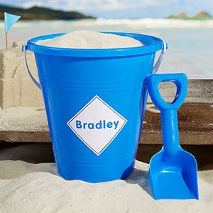 Shapes Personalized Blue Plastic Beach Pail & Shovel - 21762-B